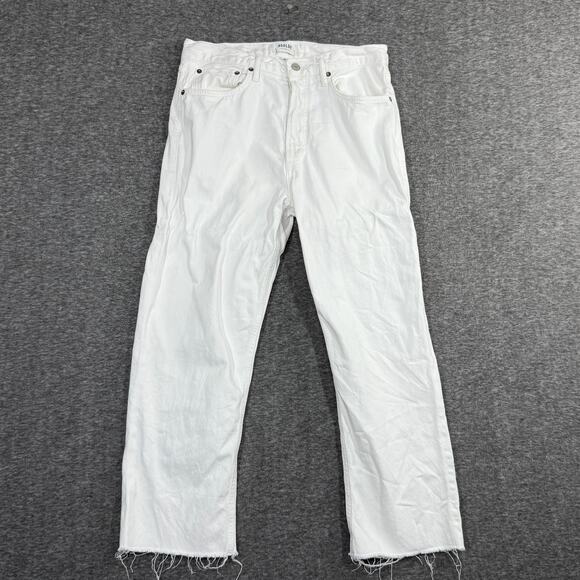 Agolde Women's 90s Crop Mid Rise Loose Fit Jean Button Fly Size 29 White - Picture 1 of 6